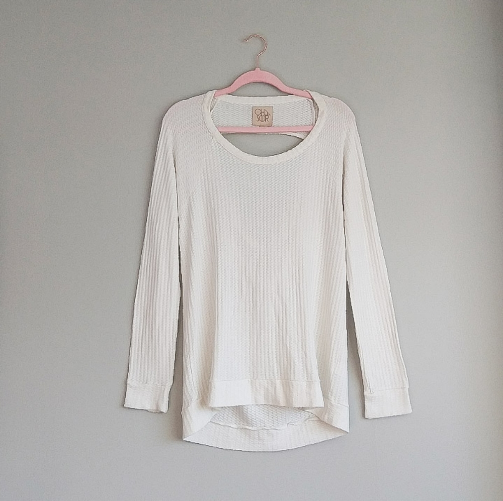 Chaser Cream Waffle Knit Open Back Thermal